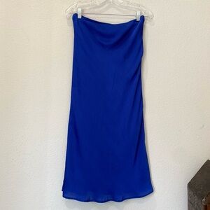 FORGOTTEN GRACE satin midi skirt in Royal Blue size Medium